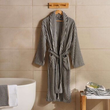 رداء حمام بان هوم ميراج سترايب مقاس كبير/كبير جدًا - أسود