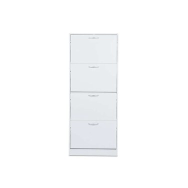 رف أحذية بان هوم فورينو، 12 زوجًا مع 4 أدراج - أبيض