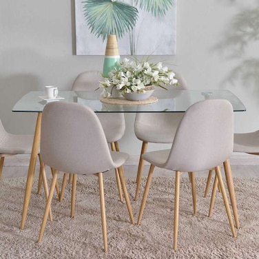 Pan Home Kenston 1+6 Dining Set - Clear Beige