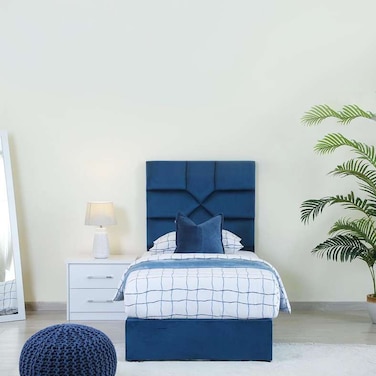 سرير فردي من بان هوم إليانا مخملي أزرق 120×200 سم