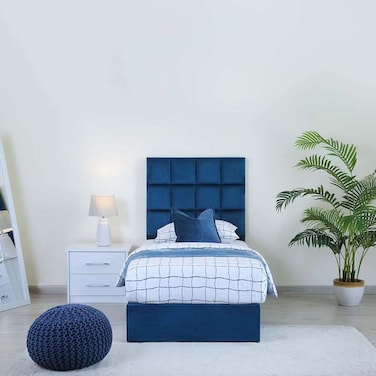 سرير فردي من بان هوم أولغا مخملي أزرق 120×200 سم
