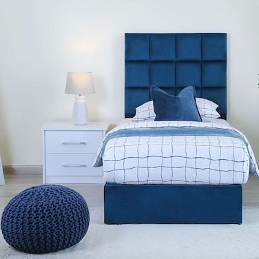 سرير فردي من بان هوم أولغا مخملي أزرق 90×200 سم
