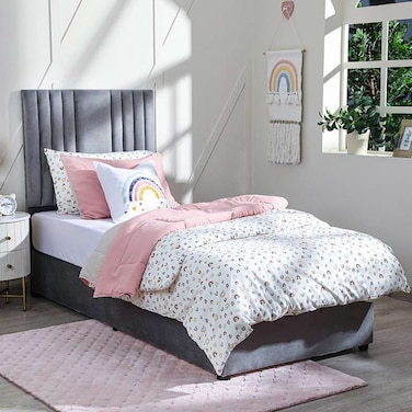 سرير فردي مخملي بولينا من بان هوم، رمادي، 120×200 سم