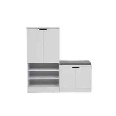 Pan Home Stens Shoe Rack 24 Pairs With Bench - White