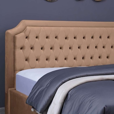 لوح رأس سرير أندروميدا من بان هوم مخملي ذهبي طول 180 سم وارتفاع 125 سم