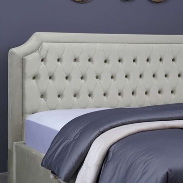 لوح رأس سرير أندروميدا من بان هوم مخملي أبيض طول 200 سم وارتفاع 125 سم