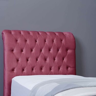لوح رأس السرير أورورا من بان هوم مخملي وردي طول 120 سم/ارتفاع 125 سم