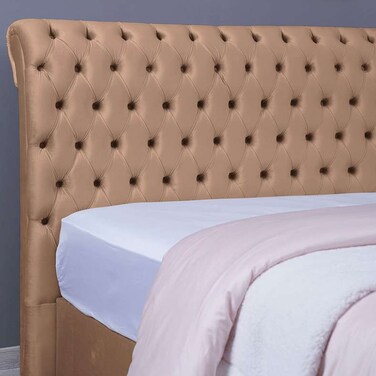 لوح رأس السرير أورورا من بان هوم مخملي ذهبي - طول 160 سم/ارتفاع 125 سم