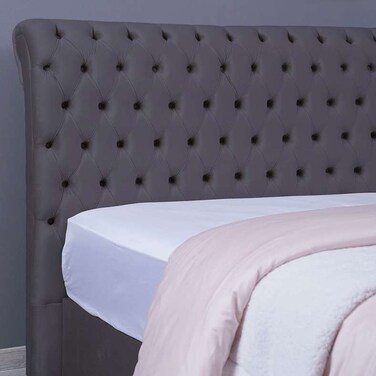 لوح رأس السرير أورورا من بان هوم مخملي رمادي اللون، الطول 160 سم/الارتفاع 125 سم