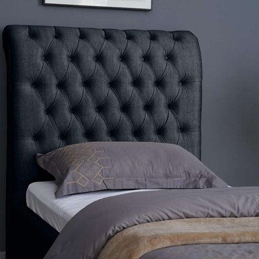 لوح رأس السرير أورورا من بان هوم شانيل، رمادي غامق، طول 100 سم وارتفاع 125 سم