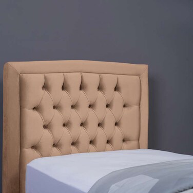 لوح رأس سرير بيانكا من بان هوم مخملي ذهبي طول 120 سم وارتفاع 125 سم