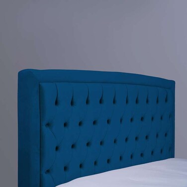 لوح رأس سرير بيانكا من بان هوم مخملي أزرق طول 140 سم وارتفاع 125 سم