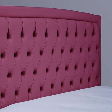 لوح رأس سرير بيانكا من بان هوم مخملي وردي طول 140 سم/ارتفاع 125 سم