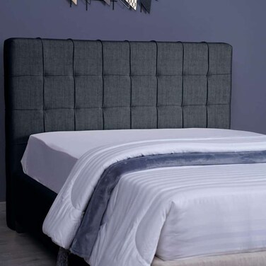 لوح رأس السرير هيرمونيا من بان هوم شانيل، رمادي غامق، طول 140 سم وارتفاع 125 سم