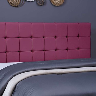 لوح رأس سرير هيرمونيا من بان هوم مخملي وردي طول 200 سم وارتفاع 125 سم