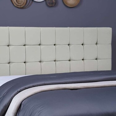 لوح رأس سرير هيرمونيا من بان هوم مخملي أبيض طول 200 سم وارتفاع 125 سم