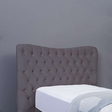 لوح رأس سرير مارس من بان هوم مخملي رمادي اللون، طول 120 سم وارتفاع 125 سم