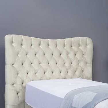 لوح رأس سرير مارس من بان هوم مخملي أبيض طول 120 سم/ارتفاع 125 سم