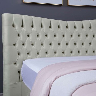 لوح رأس سرير مارس من بان هوم مخملي أبيض طول 140 سم/ارتفاع 125 سم