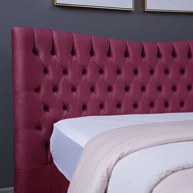 لوح رأس سرير مارس من بان هوم مخملي وردي طول 160 سم/ارتفاع 125 سم