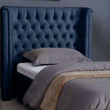 لوح رأس سرير نبتون من بان هوم، شانيل، أزرق داكن، طول 90 سم وارتفاع 125 سم