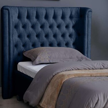 لوح رأس سرير نبتون من بان هوم، شانيل، أزرق داكن، طول 120 سم وارتفاع 125 سم