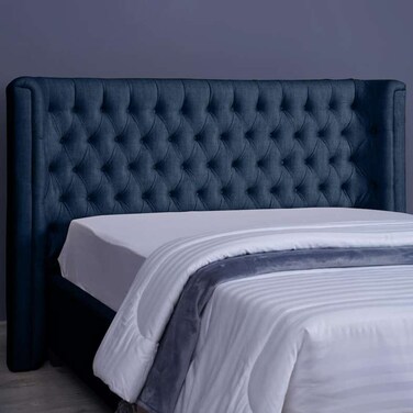 لوح رأس سرير نبتون من بان هوم، شانيل، أزرق داكن، طول 140 سم وارتفاع 125 سم