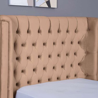 لوح رأس سرير نبتون من بان هوم مخملي ذهبي طول 100 سم وارتفاع 125 سم