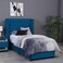 لوح رأس سرير نبتون من بان هوم مخملي أزرق طول 120 سم وارتفاع 125 سم