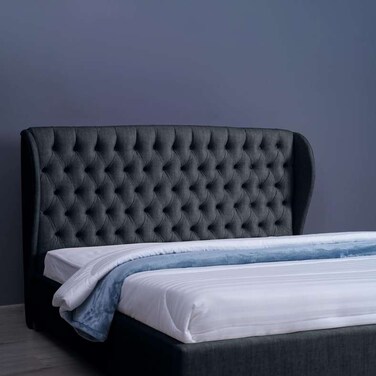 لوح رأس السرير بلوتو من بان هوم شانيل، رمادي غامق، طول 180 سم وارتفاع 125 سم