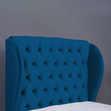 لوح رأس السرير بلوتو من بان هوم مخملي أزرق طول 100 سم وارتفاع 125 سم