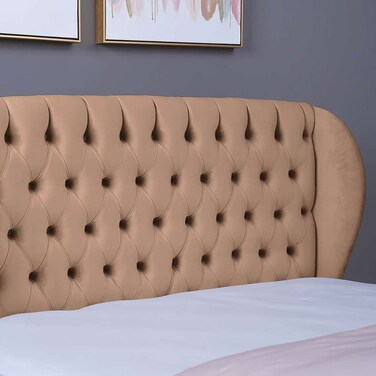 لوح رأس السرير بلوتو من بان هوم مخملي ذهبي طول 140 سم وارتفاع 125 سم