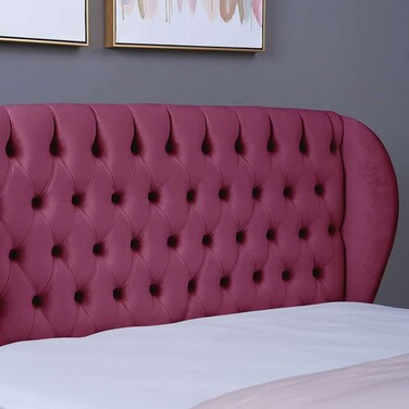 لوح رأس السرير بلوتو من بان هوم مخملي وردي طول 140 سم/ارتفاع 125 سم