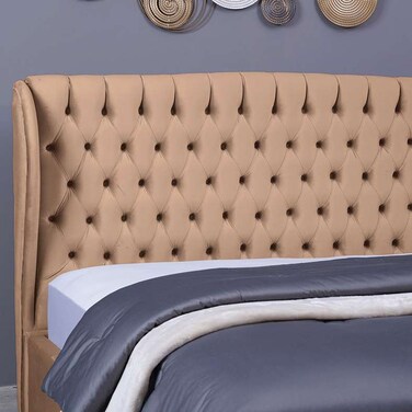 لوح رأس السرير بلوتو من بان هوم مخملي ذهبي طول 180 سم وارتفاع 125 سم