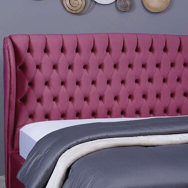 لوح رأس السرير بلوتو من بان هوم مخملي وردي طول 180 سم/ارتفاع 125 سم