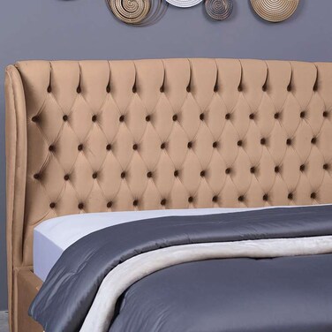 لوح رأس السرير بلوتو من بان هوم مخملي ذهبي طول 200 سم وارتفاع 125 سم