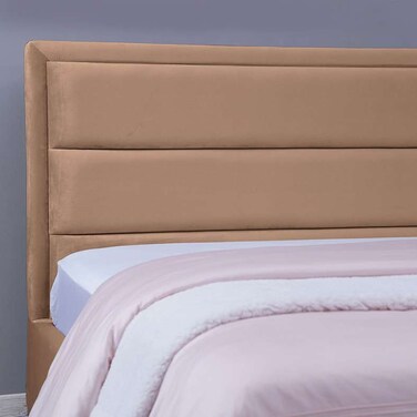 لوح رأس سرير تروجان من بان هوم مخملي ذهبي طول 140 سم/ارتفاع 125 سم