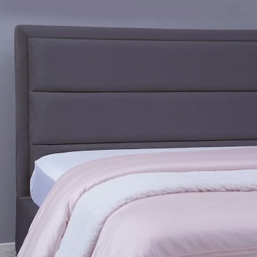 لوح رأس سرير تروجان من بان هوم مخملي رمادي اللون، الطول 160 سم/الارتفاع 125 سم