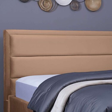 لوح رأس سرير تروجان من بان هوم مخملي ذهبي طول 180 سم/ارتفاع 125 سم