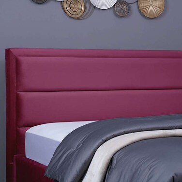 لوح رأس سرير تروجان من بان هوم مخملي وردي طول 180 سم/ارتفاع 125 سم