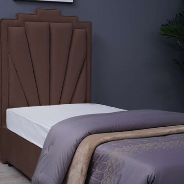 لوح رأس سرير أورانوس من بان هوم مخملي بني طول 100 سم وارتفاع 125 سم