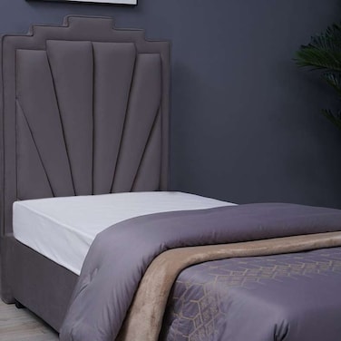 لوح رأس سرير أورانوس من بان هوم، مخملي رمادي، طول 120 سم وارتفاع 125 سم