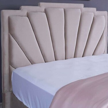 لوح رأس سرير أورانوس من بان هوم مخملي بيج طول 160 سم/ارتفاع 125 سم