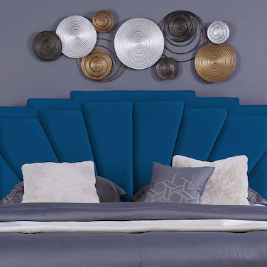 Pan Home Uranus Headboard Velvet Blue L-200/H-125cm