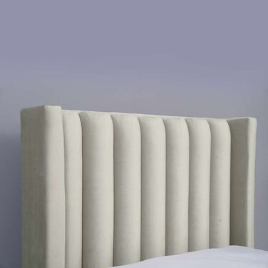 لوح رأس سرير فينوس من بان هوم مخملي أبيض طول 100 سم وارتفاع 125 سم