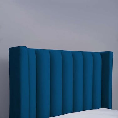 لوح رأس سرير فينوس من بان هوم مخملي أزرق طول 120 سم وارتفاع 125 سم