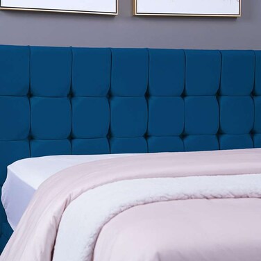 لوح رأس سرير بان هوم فيستا مخملي أزرق طول 150 سم/ارتفاع 125 سم