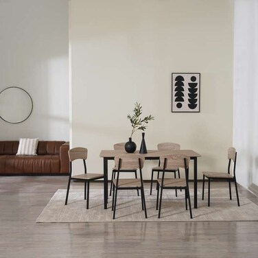 طقم طعام بان هوم ميرول 1+6 - بني أسود