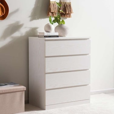 خزانة ملابس بان هوم الربيعية ذات الأربعة أدراج - أبيض