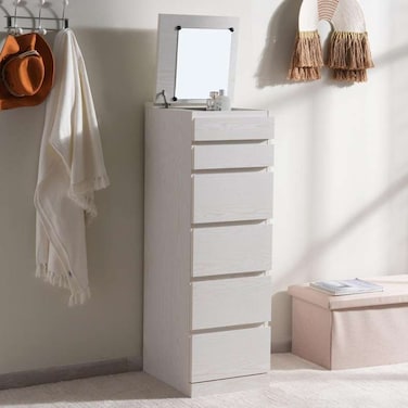 Pan Home Spring Collection Chest Of 6 Drawer With Mirror - White